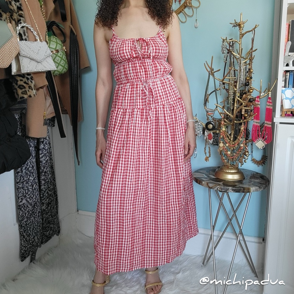 New Without Tags Sim & Sam Red Gingham Maxi Dress